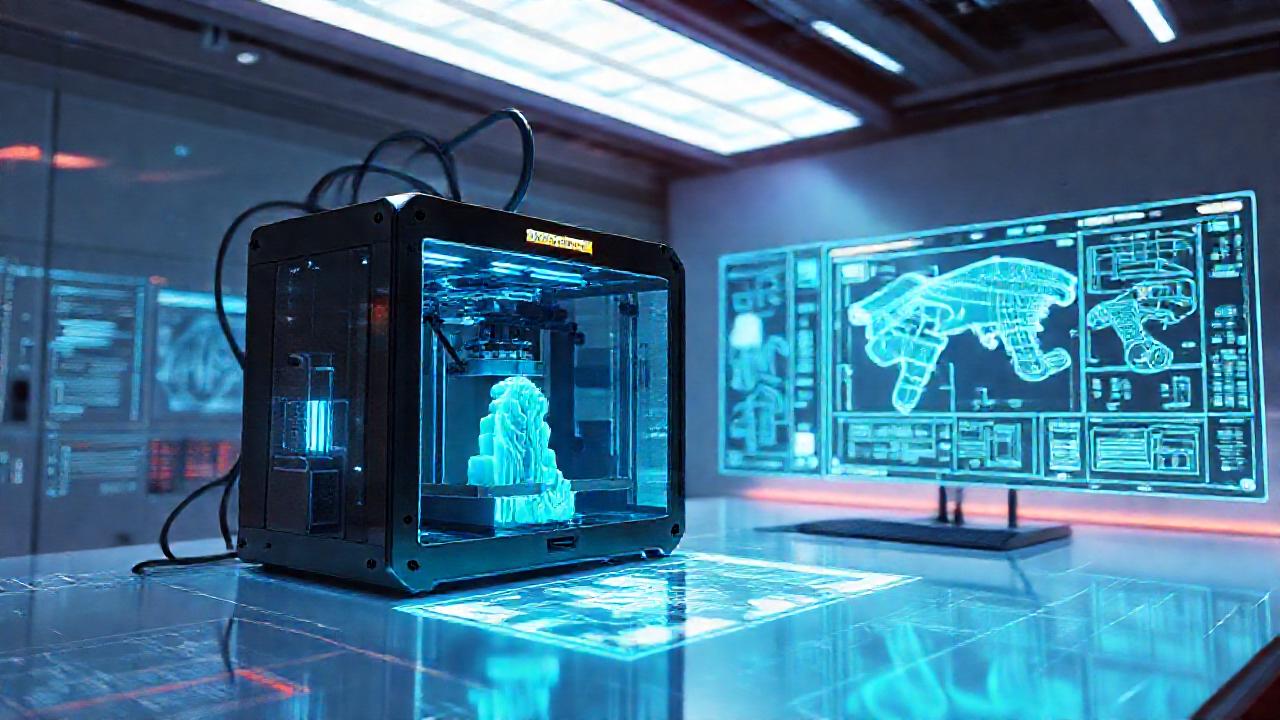 Impresora 3D futurista, diseño avanzado y minimalista
