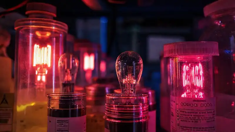 Laboratorio científico: elementos oscuros y descoloridos
