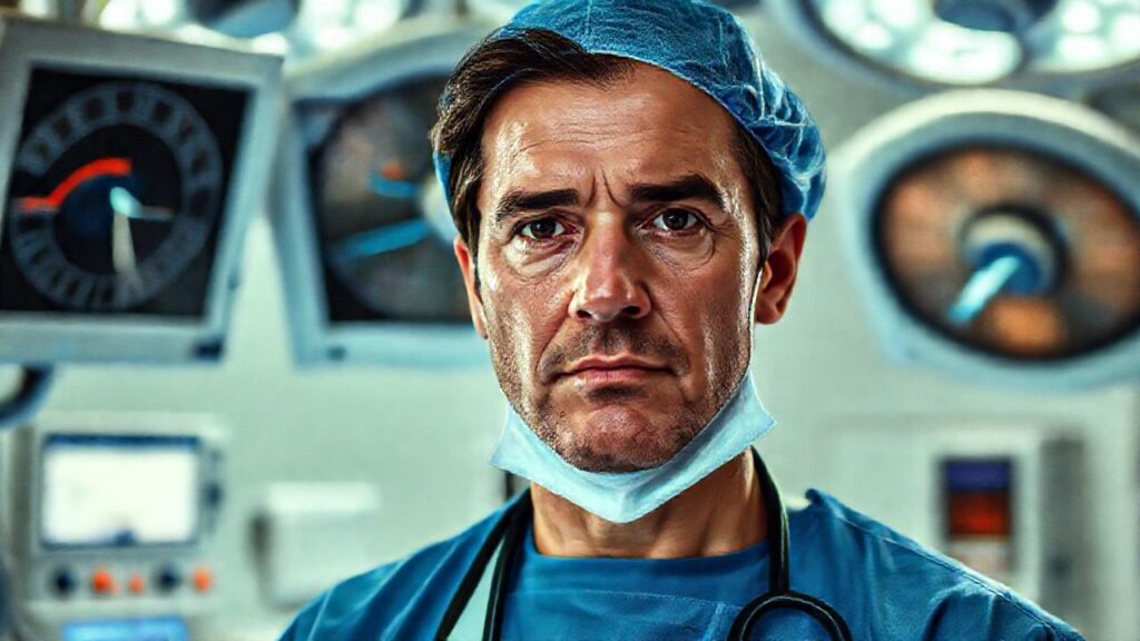 Un cirujano examina con precisión en calma