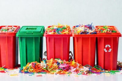 Reciclaje colorido promueve un futuro sostenible