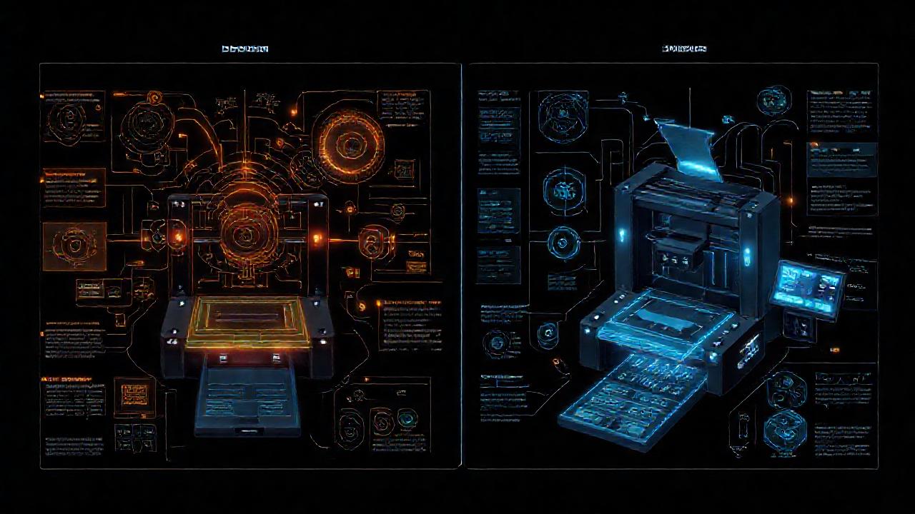 Impresoras futuristas: diseño técnico digital brillante