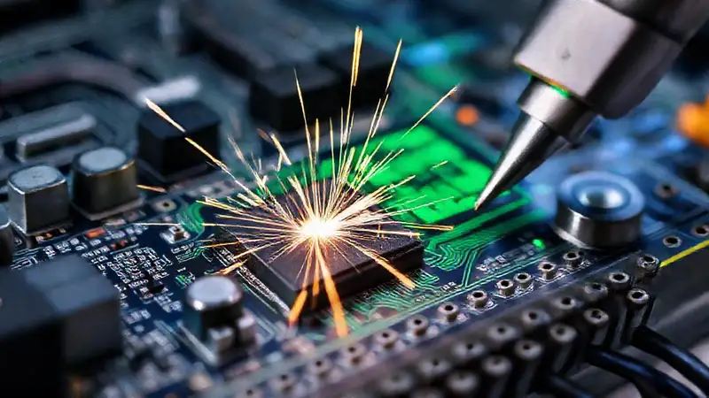 Un circuito muestra descargas eléctricas técnicas