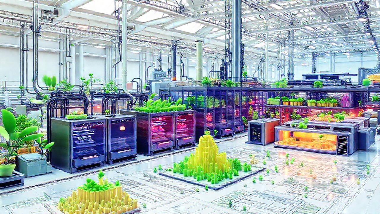 Factoría futurista, sostenible y tecnológica