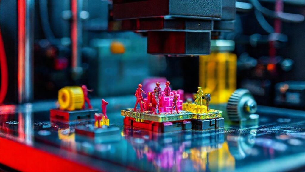 Miniaturas precisas en laboratorio futurista