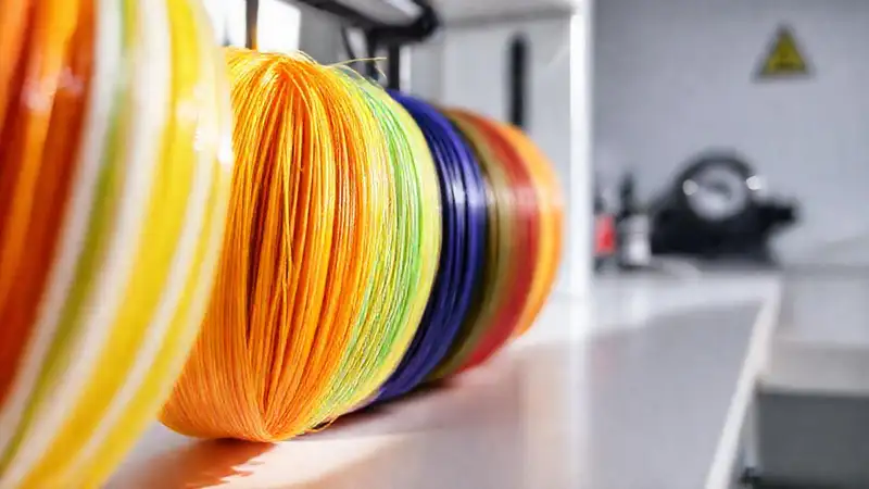 Bobinas de colores bajo luz controlada