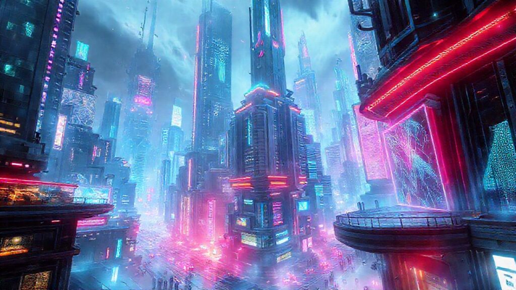 Ciudad futurista holográfica