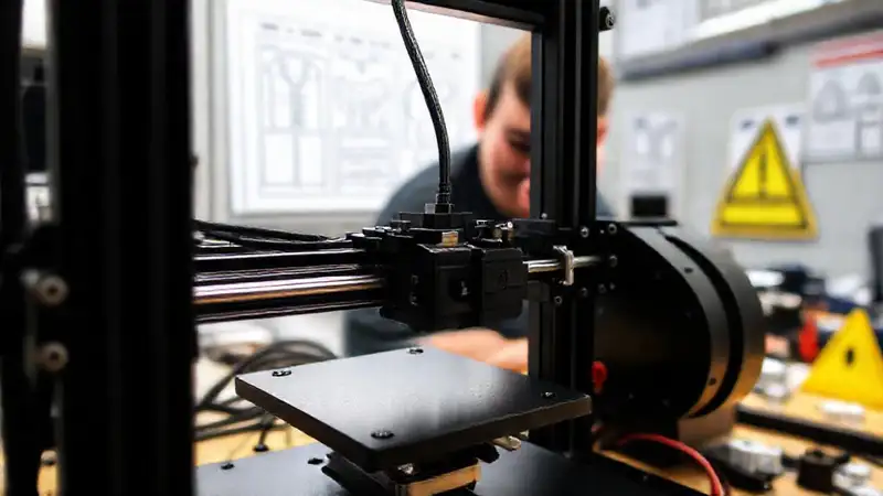 El técnico resuelve problemas de la impresora 3D