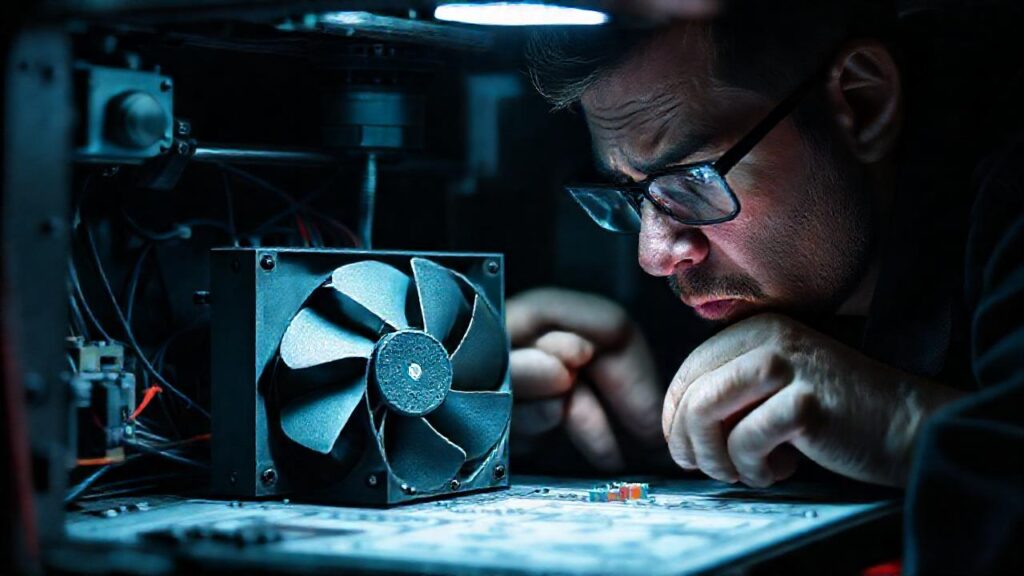 Técnico frustrado repara la impresora rota