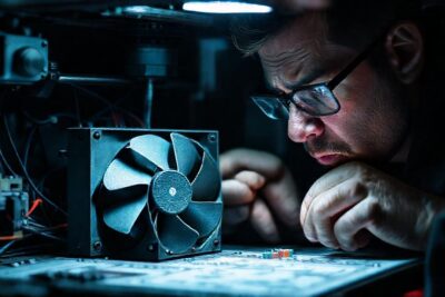 Técnico frustrado repara la impresora rota