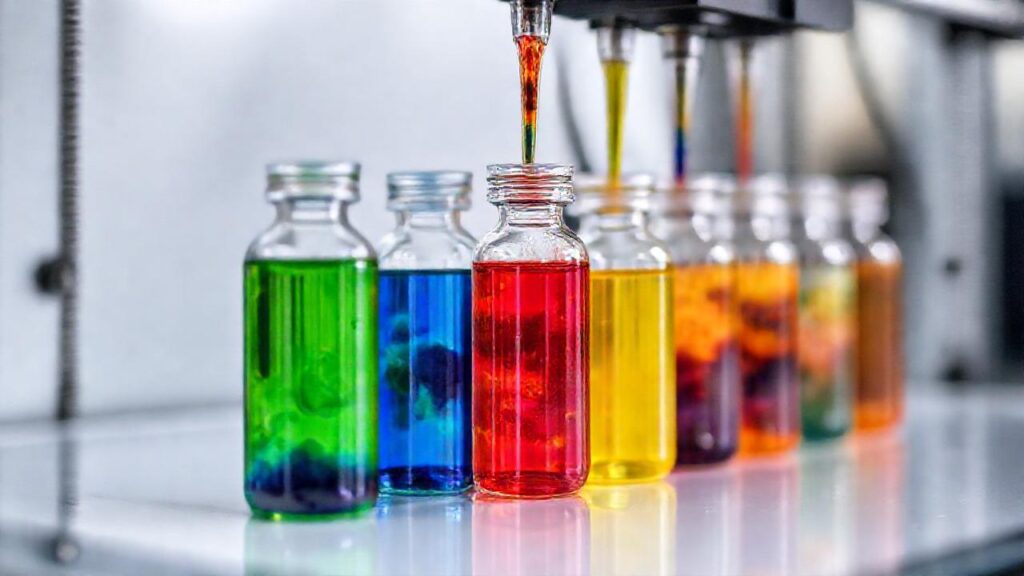 Botellas de resina impresas 3D con colores vibrantes