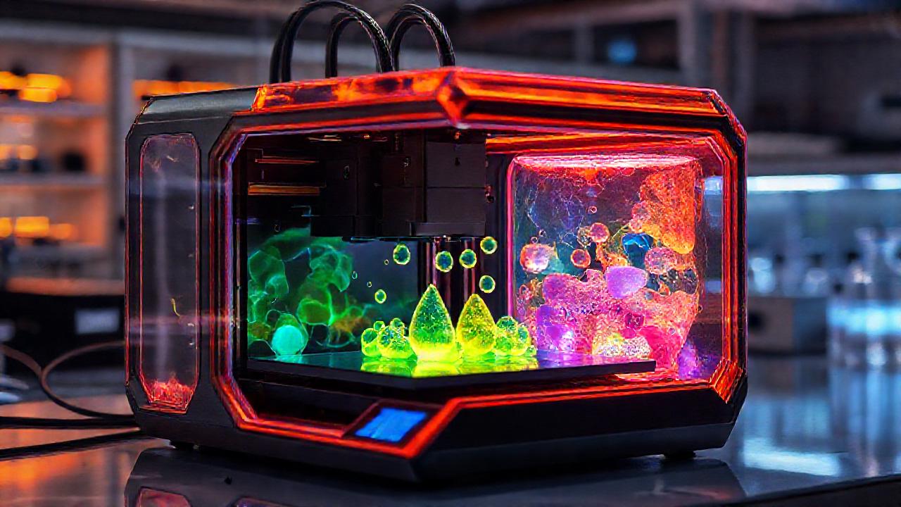 Impresora futurista produce gotas luminosas complejas