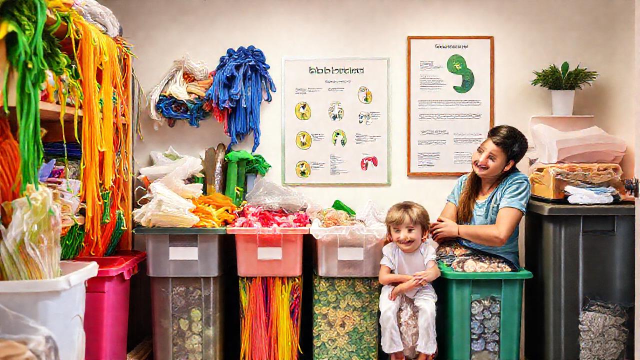Reciclaje doméstico colorido y sostenible