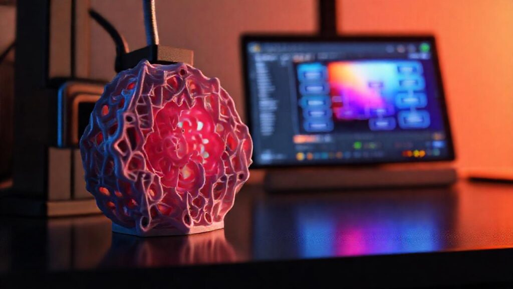 Diseño 3D digital con colores vibrantes