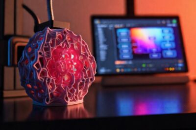 Diseño 3D digital con colores vibrantes