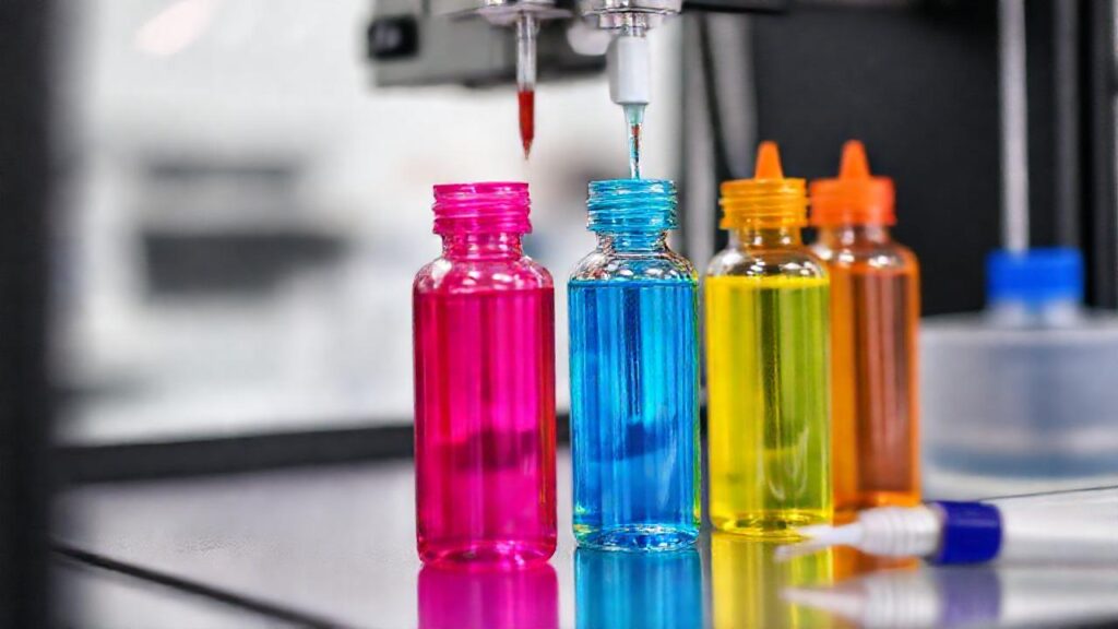 Impresión 3D de botellas de resina coloridas