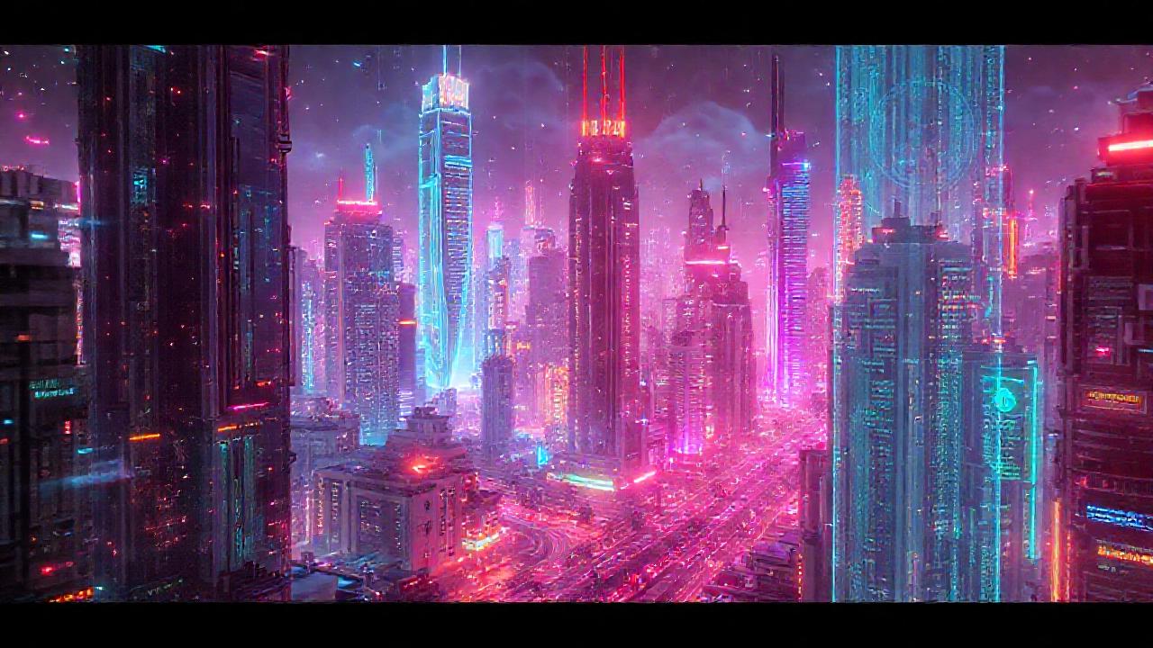 Ciudad futurista tecnológica y vibrante