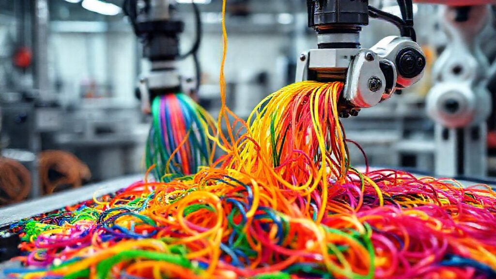 Robots reciclan plástico con colores vibrantes