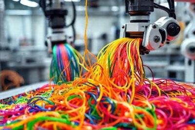 Robots reciclan plástico con colores vibrantes