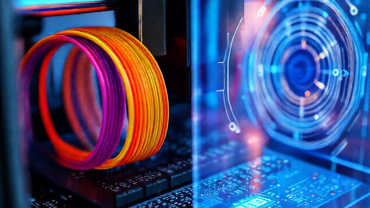 Impresora 3D futurista, detalles digitales vibrantes