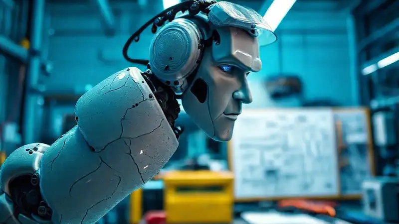 Robot industrial roto, diseño técnico preciso