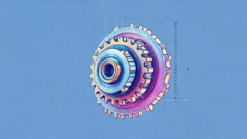 Dibujo técnico de engranajes metálicos precisos