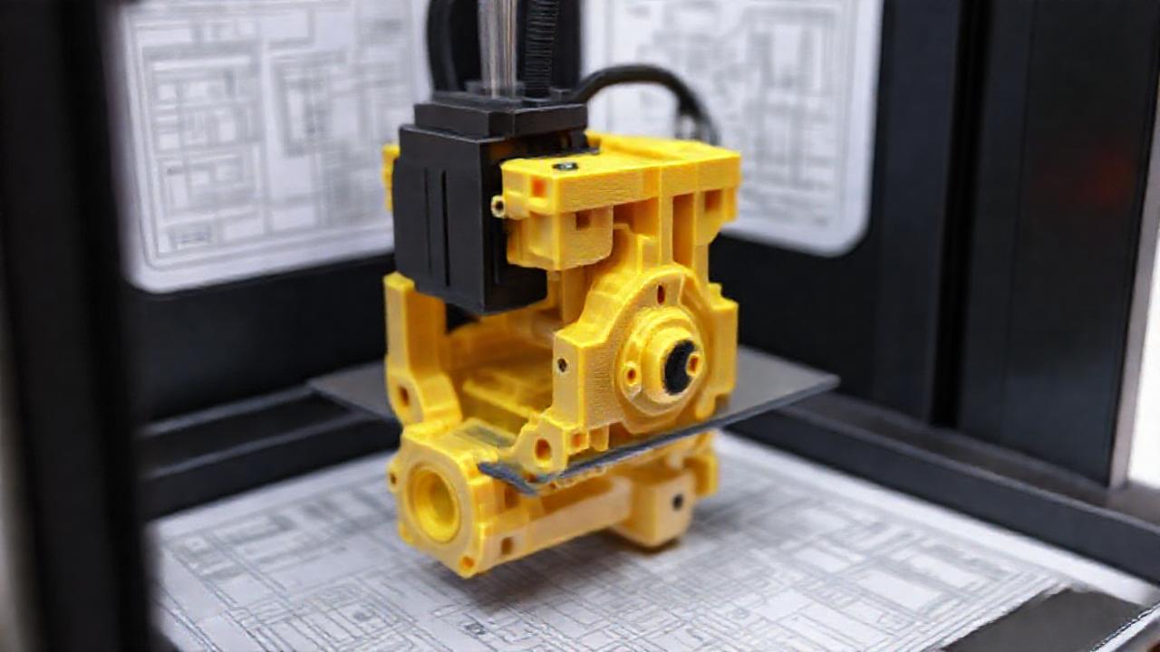 Impresión 3D de diseño técnico vibrante