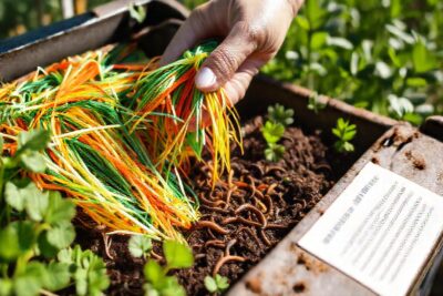Compostaje sostenible con plantas y tierra