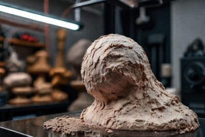 Estudio de escultura con detalles realistas