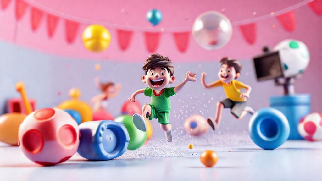 Diseño 3D: escena vibrante y juguetona