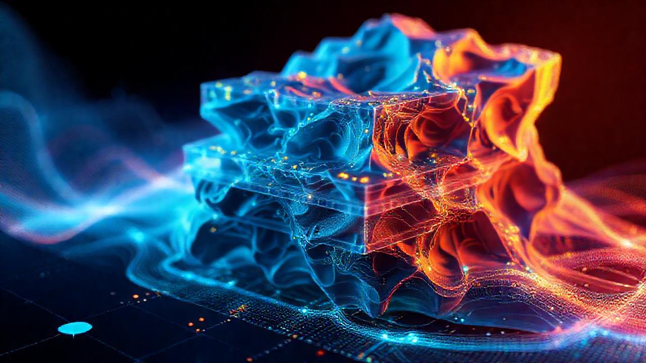 Modelo 3D complejo con visualización abstracta