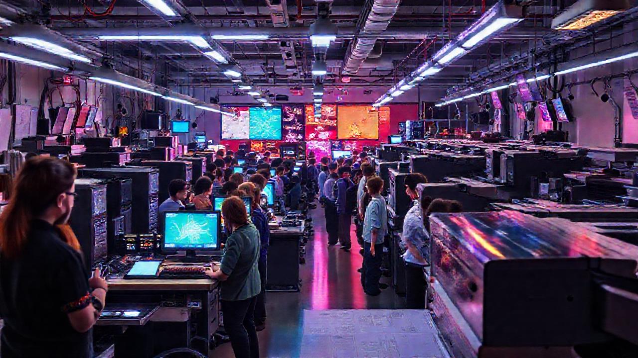 Un taller digital vibrante y concentrado