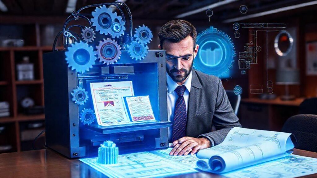 Impresión 3D redefine oficinas futuristas serias