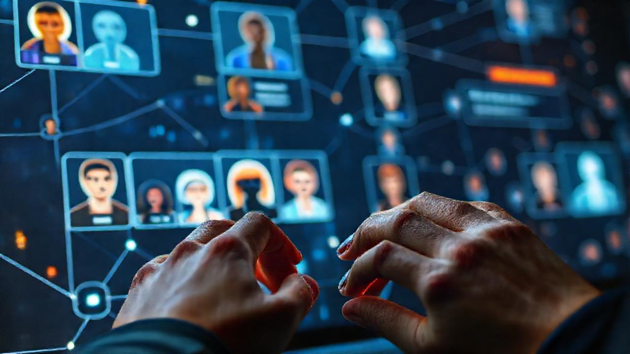 Interfaz futurista de comunidad digital brillante