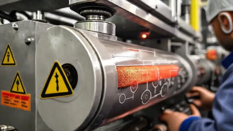 Mantenimiento urgente de extrusora industrial dañada