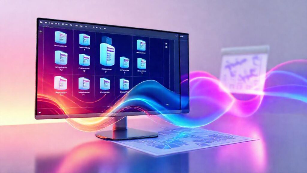 Software 3D visualiza datos técnicos brillantes