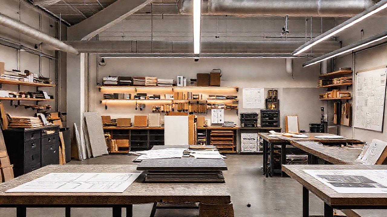 Taller moderno, diseño técnico y materiales