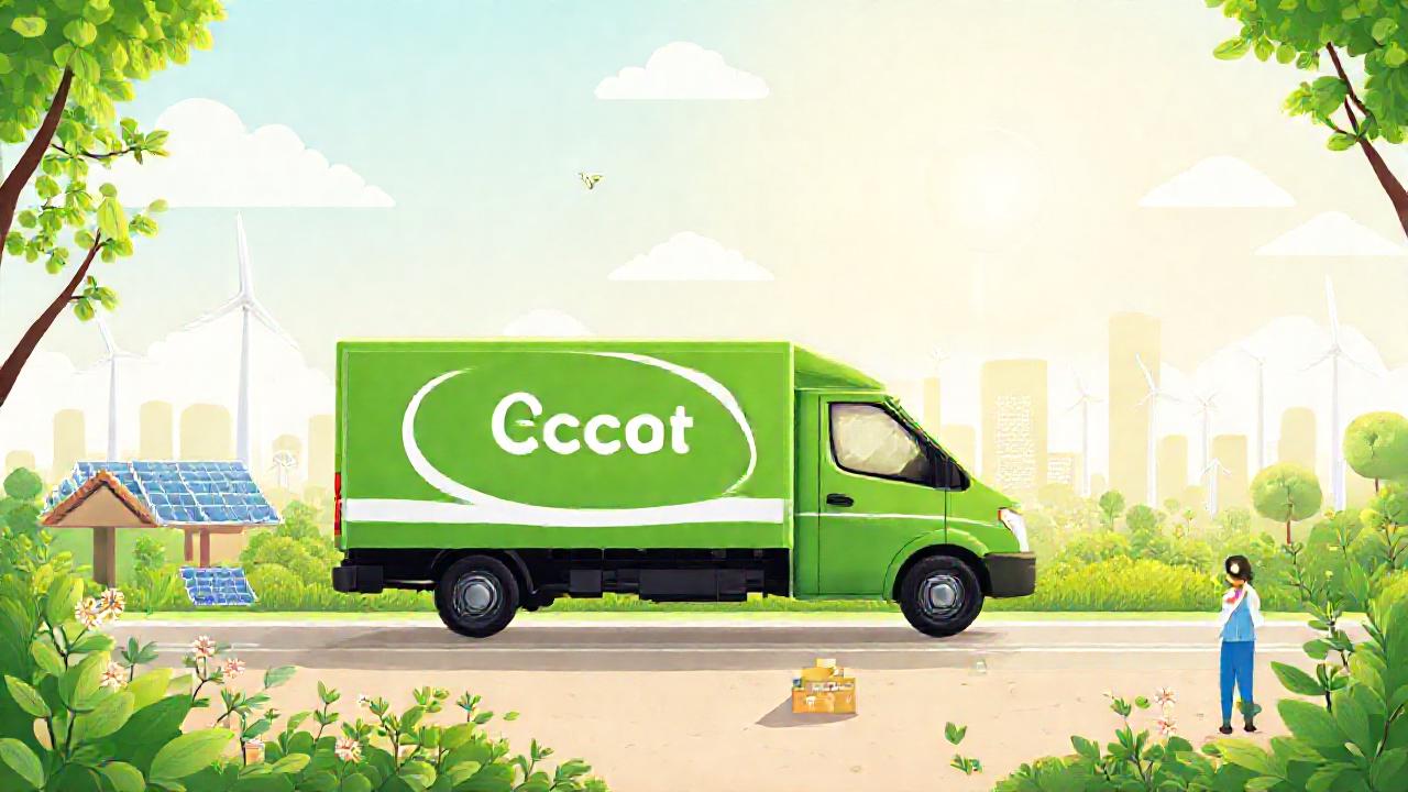 Energía sostenible, ciudad verde y feliz