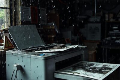 La lluvia dañó la impresora y el trabajo