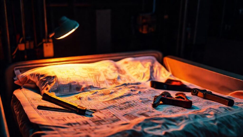 Un taller industrial detallado y iluminado