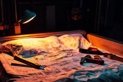 Un taller industrial detallado y iluminado