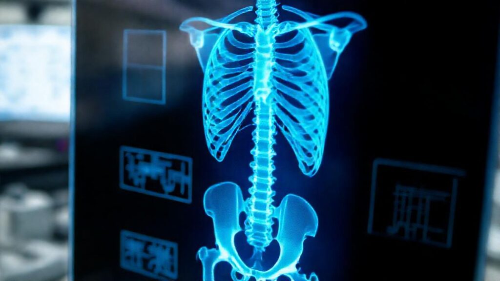 Esqueleto 3D impreso en azul gris