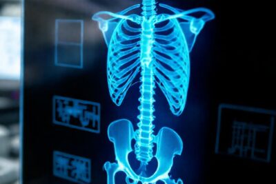 Esqueleto 3D impreso en azul gris