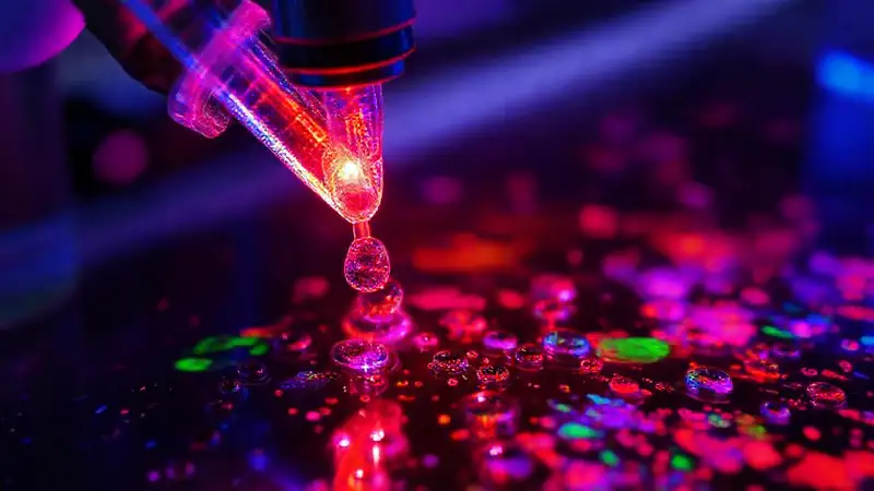 La luz UV cura resina coloreada