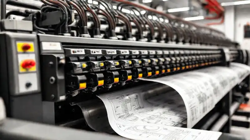 Impresora industrial: diagrama técnico detallado