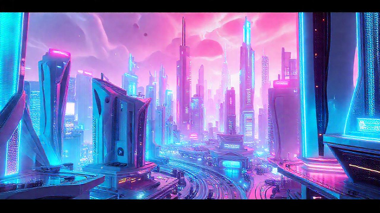 Ciudad futurista y digitalmente brillante