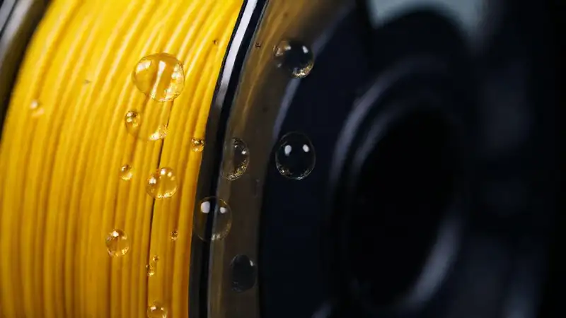 Bobina filament 3D con advertencia visual