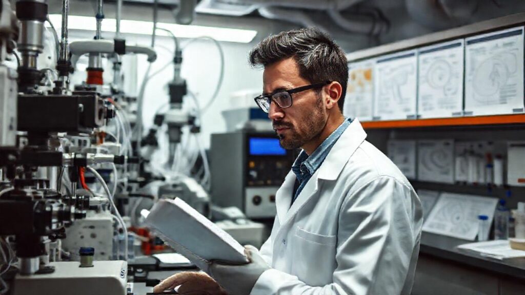 Un científico examina datos en laboratorio