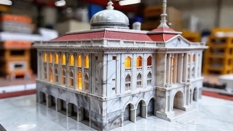 Maqueta arquitectónica refleja precisión y color
